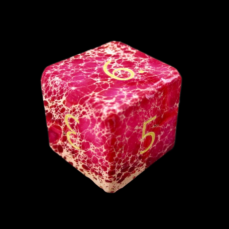 TDSO Gemstone Imperial Stone Red & Gold D6 Dice