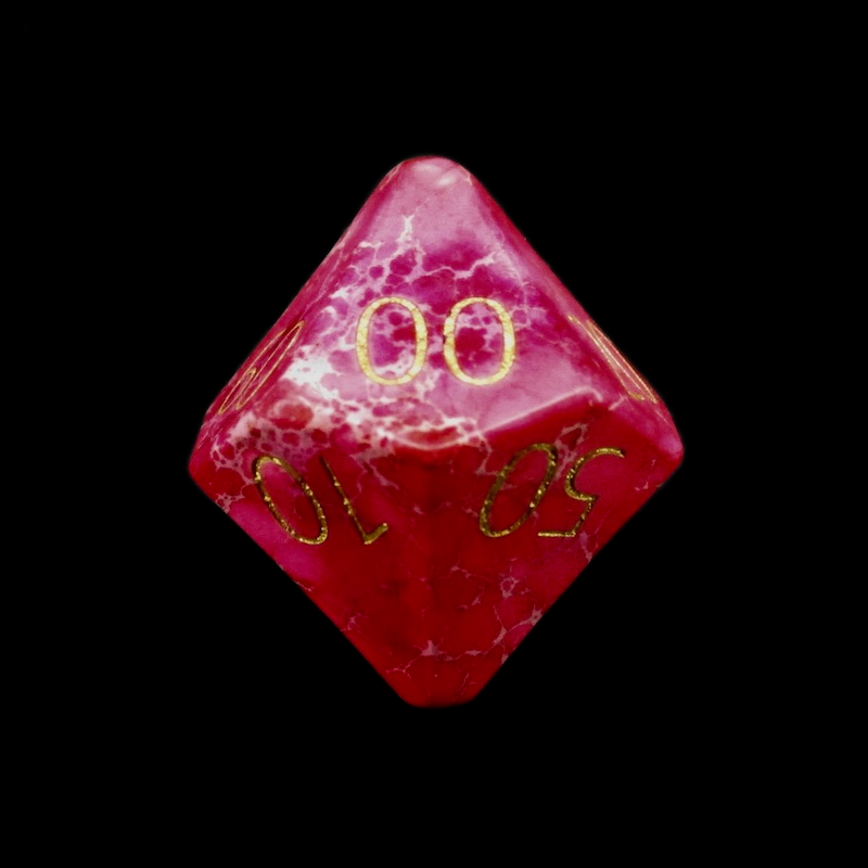 TDSO Gemstone Imperial Stone Red & Gold Percentile Dice