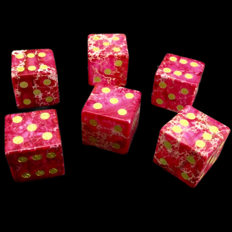TDSO Gemstone Imperial Stone Red & Gold 6 x D6 Spot Dice Set