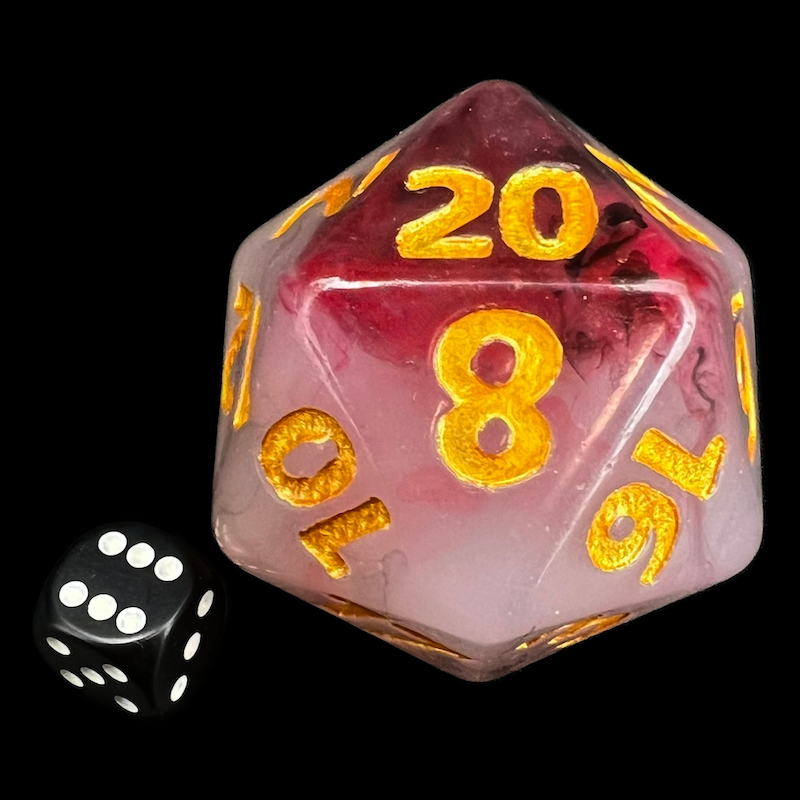 TDSO Jade Black Red & Gold MASSIVE 55mm TITAN D20 Dice