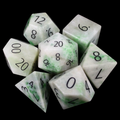 TDSO Gemstone Jade Xinjiang & Black 7 Dice Polyset In Padded Case