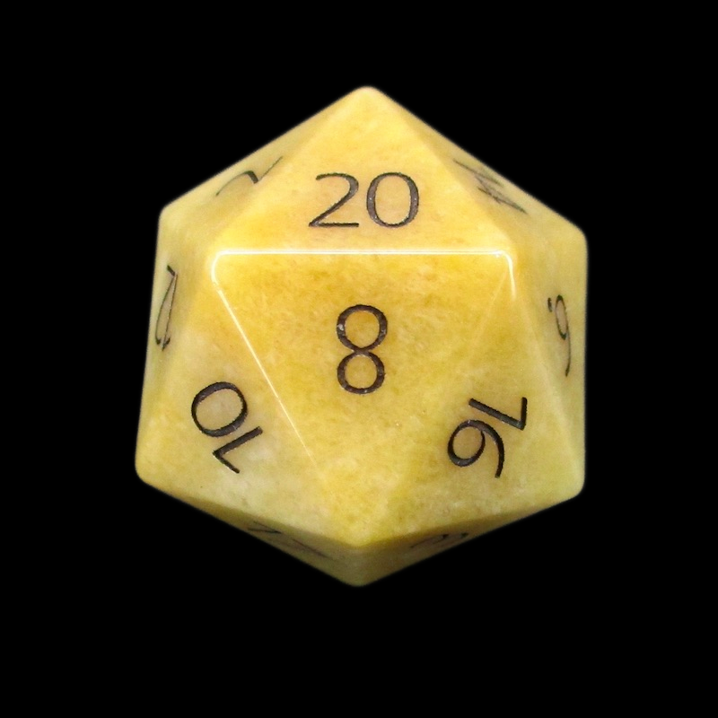 TDSO Gemstone Jade Yellow & Black D20 Dice