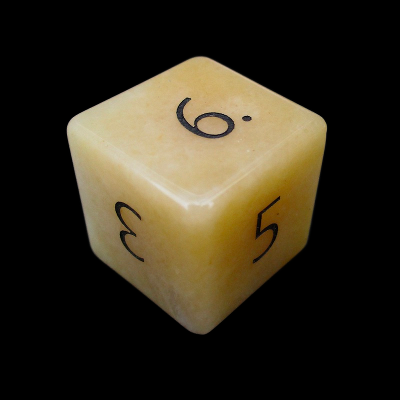 TDSO Gemstone Jade Yellow & Black D6 Dice