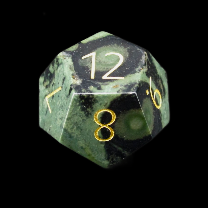 TDSO Gemstone Jasper Kambaba & Gold D12 Dice
