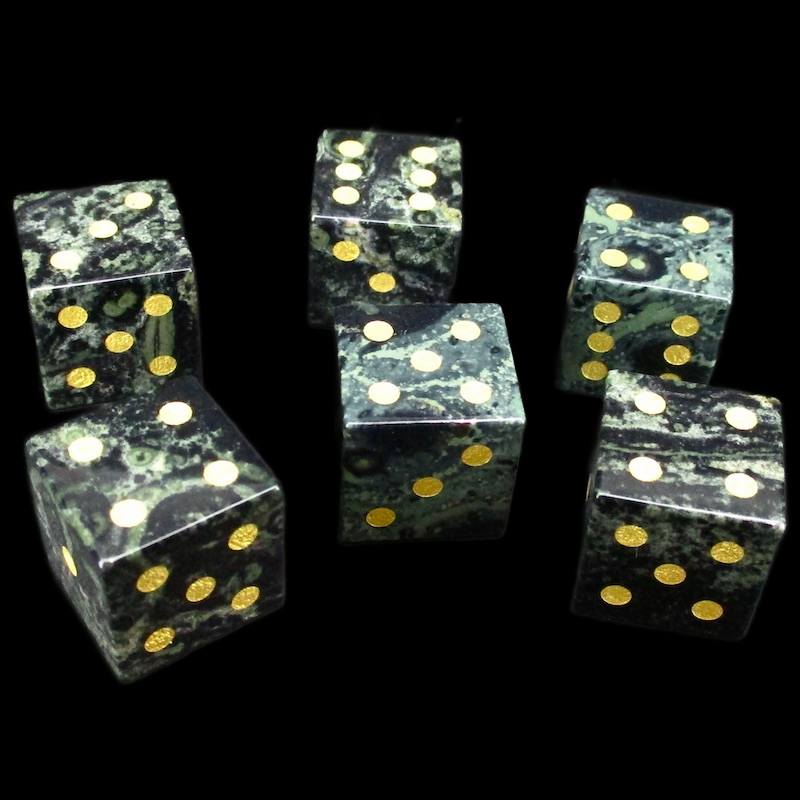TDSO Gemstone Jasper Kambaba & Gold 6 x D6 Spot Dice Set