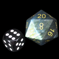 TDSO Gemstone Labradorite & Gold JUMBO 30mm D20 Dice