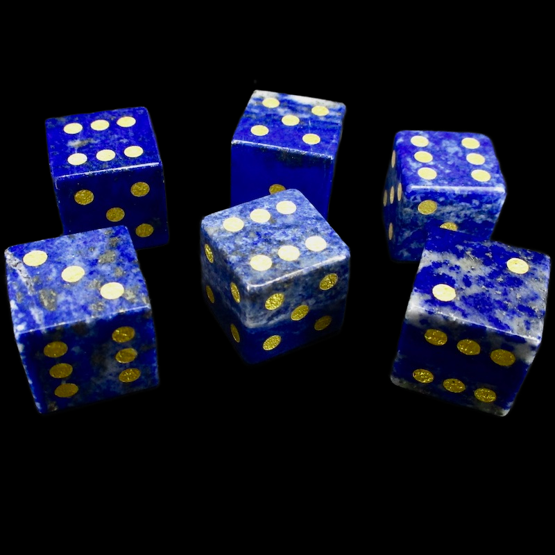 TDSO Gemstone Lapis Lazuli & Gold 6 x D6 Spot Dice Set