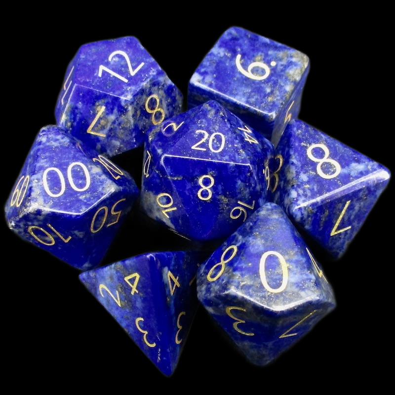 TDSO Gemstone Lapis Lazuli & Gold 7 Dice Polyset