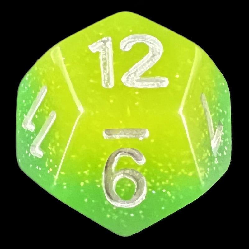 TDSO Layer Blue Green & Yellow Glitter D12 Dice
