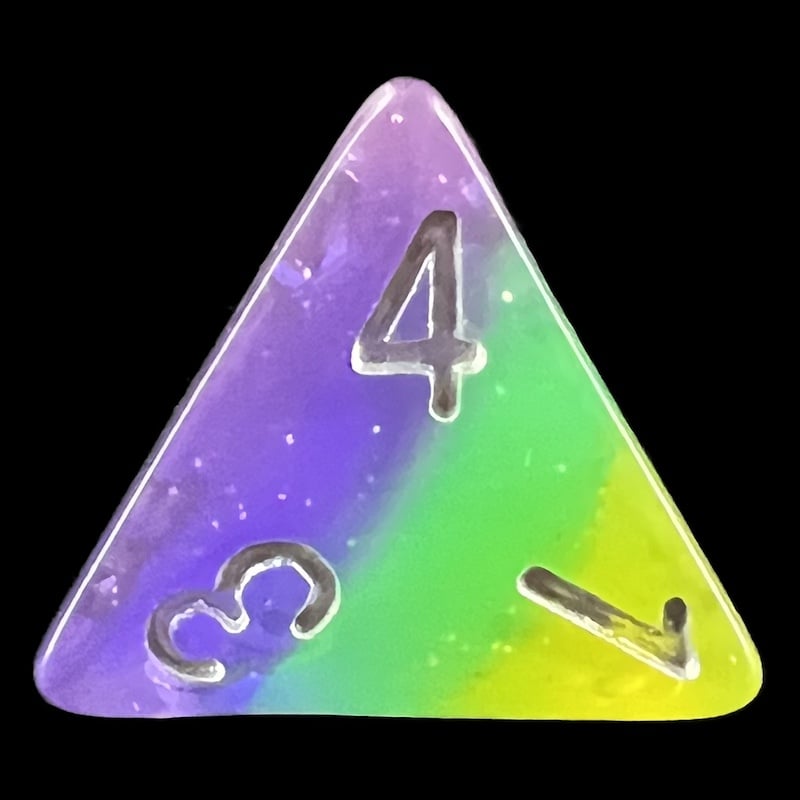 TDSO Layer Blue Green & Yellow Glitter D4 Dice