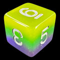 TDSO Layer Blue Green & Yellow Glitter D6 Dice