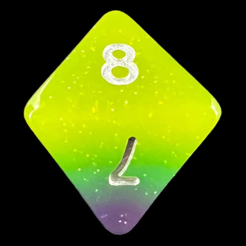 TDSO Layer Blue Green & Yellow Glitter D8 Dice