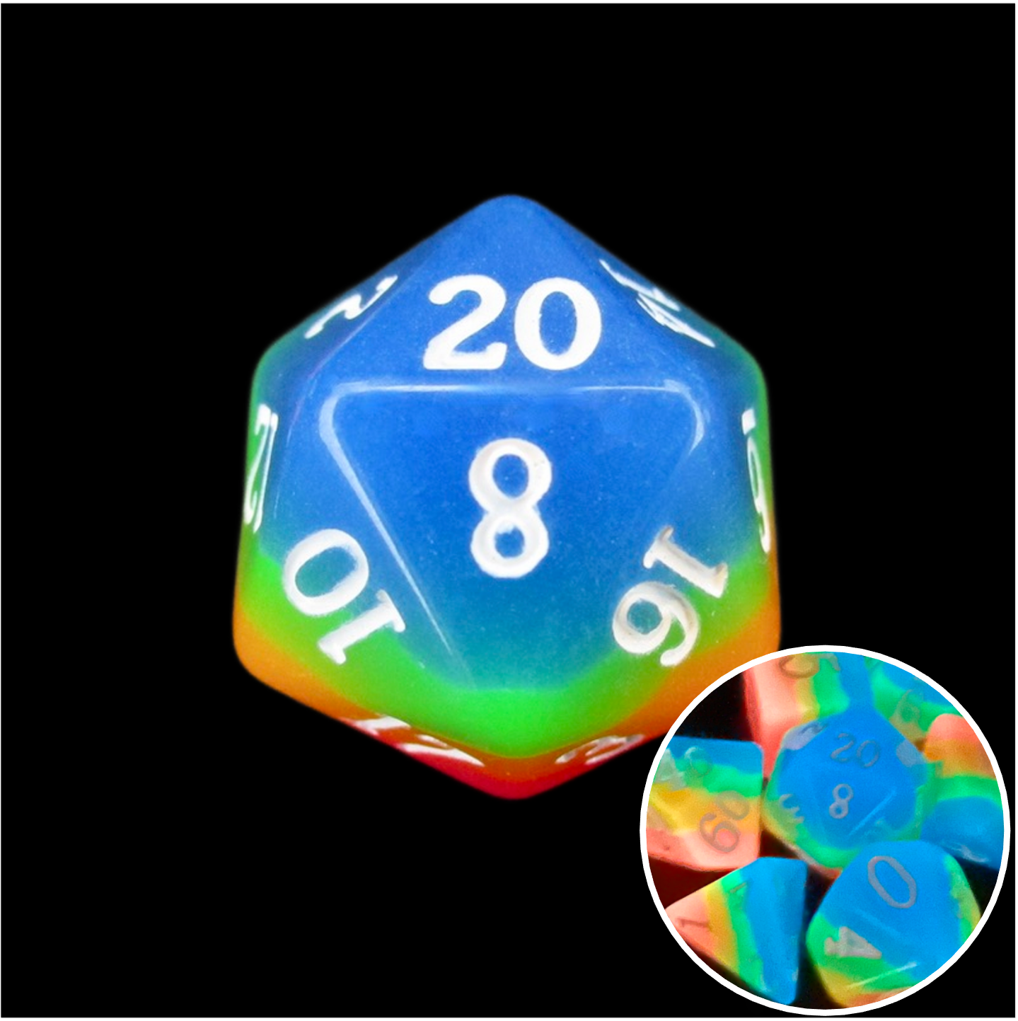 TDSO Layer Candy Glow In The Dark D20 Dice
