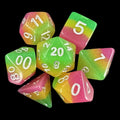 TDSO Layer Green Rose & Yellow Glitter 7 Dice Polyset
