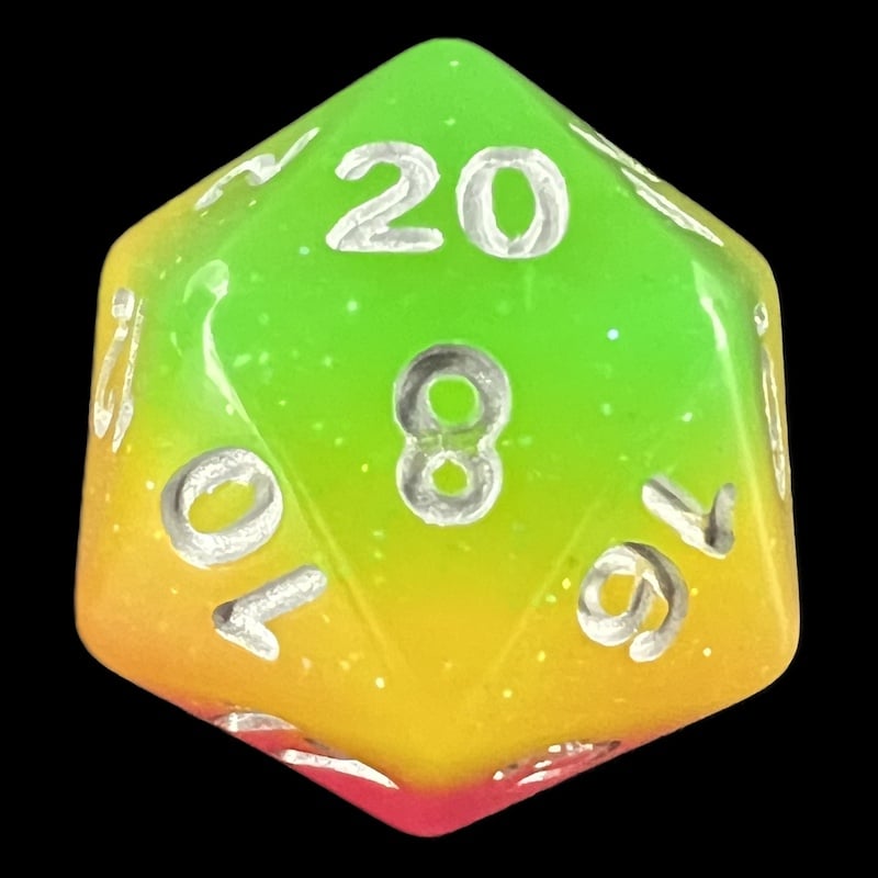 TDSO Layer Green Rose & Yellow Glitter D20 Dice