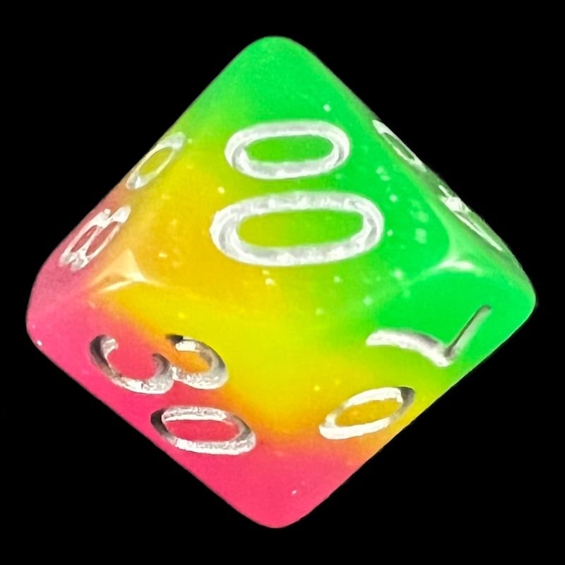 TDSO Layer Green Rose & Yellow Glitter Percentile Dice