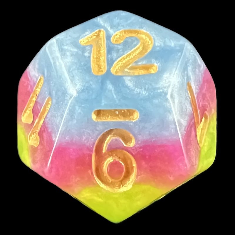 TDSO Layer Green Yellow Rose & Blue D12 Dice