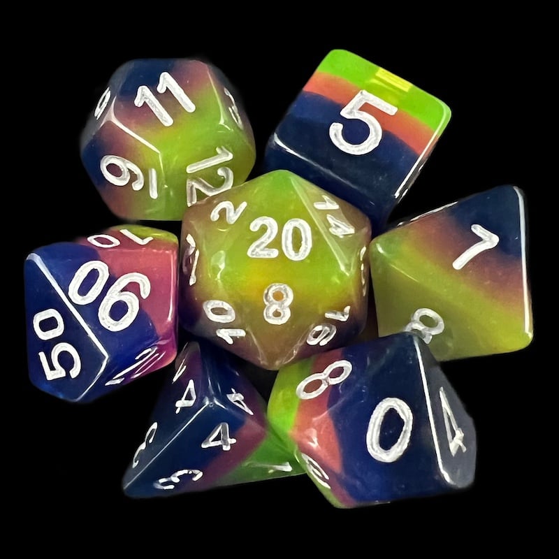 TDSO Layer Neon Sunrise 7 Dice Polyset