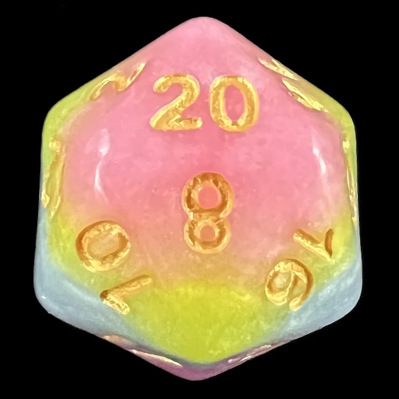 TDSO Layer Purple Blue Yellow & Pink D20 Dice