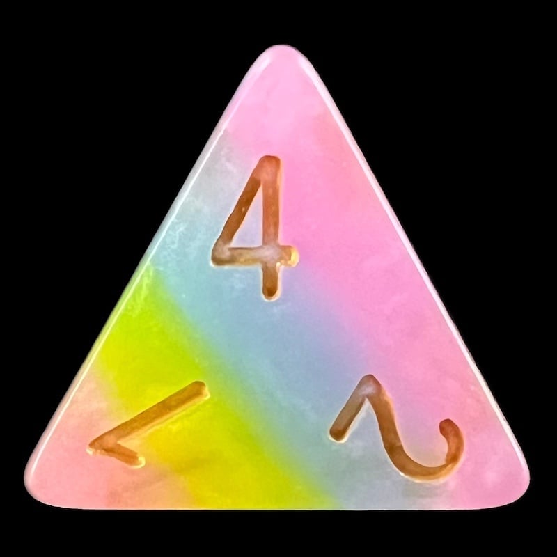 TDSO Layer Purple Blue Yellow & Pink D4 Dice