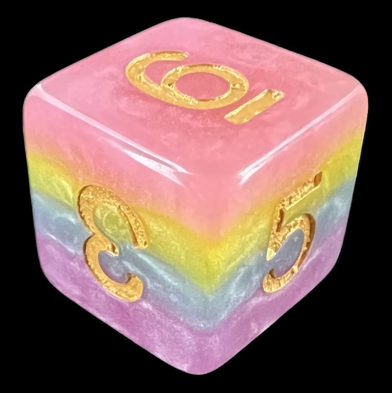 TDSO Layer Purple Blue Yellow & Pink D6 Dice