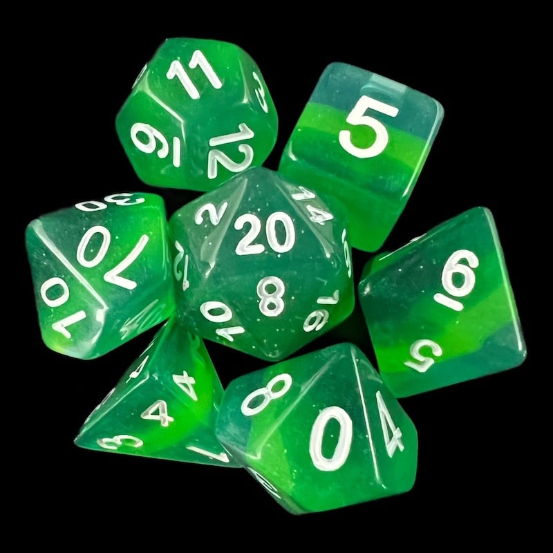 TDSO Layer Transparent Green 7 Dice Polyset