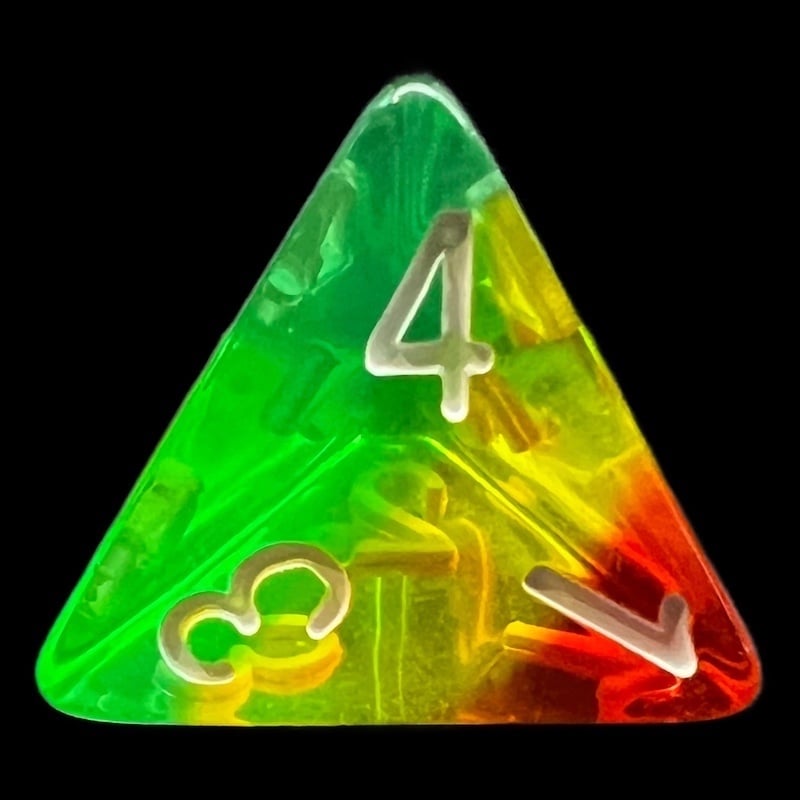 TDSO Layer Transparent Green Yellow & Red D4 Dice