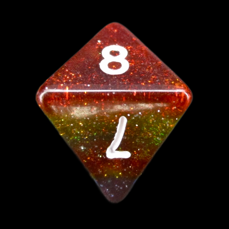 TDSO Layer Transparent Rainbow Glitter D8 Dice