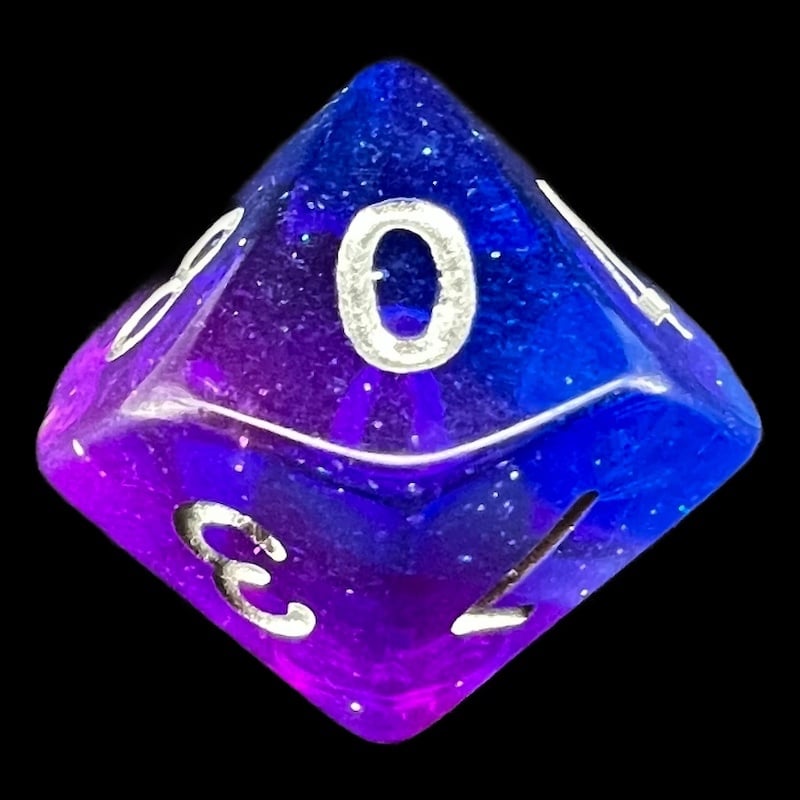 TDSO Layer Transparent Twilight Sky Glitter D10 Dice