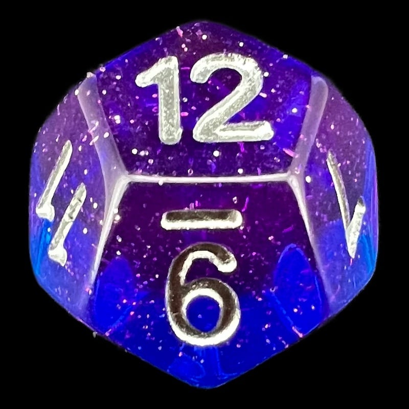 TDSO Layer Transparent Twilight Sky Glitter D12 Dice