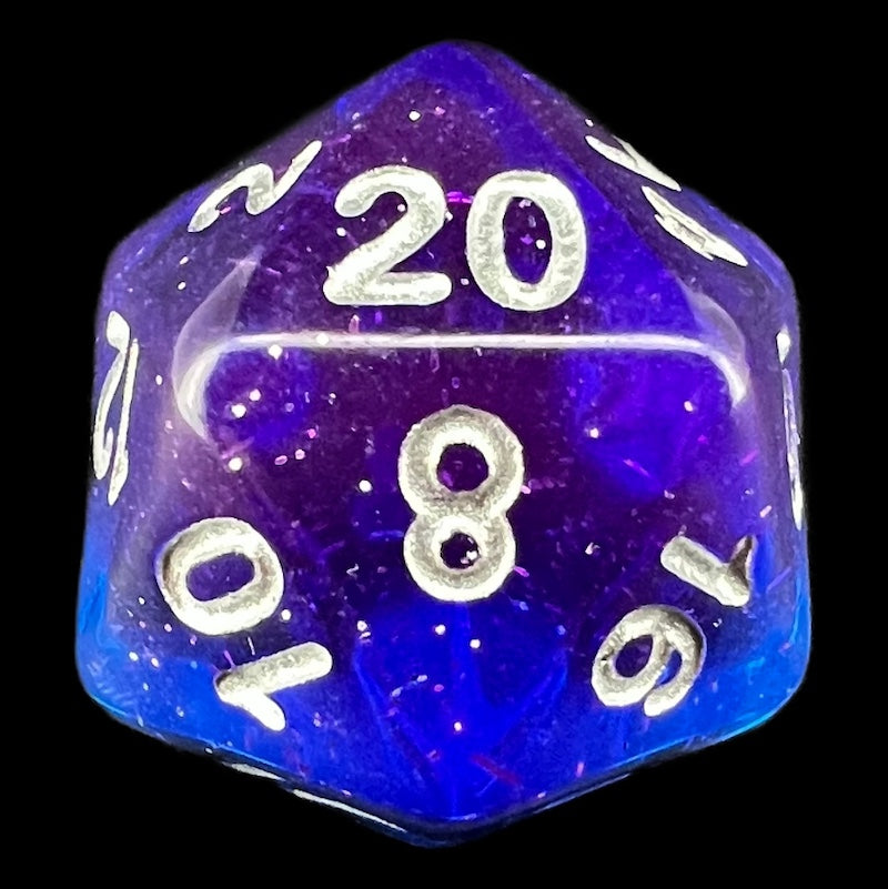 TDSO Layer Transparent Twilight Sky Glitter D20 Dice