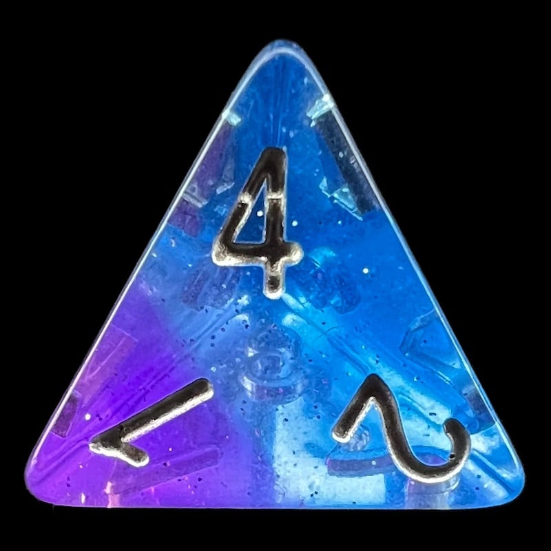 TDSO Layer Transparent Twilight Sky Glitter D4 Dice