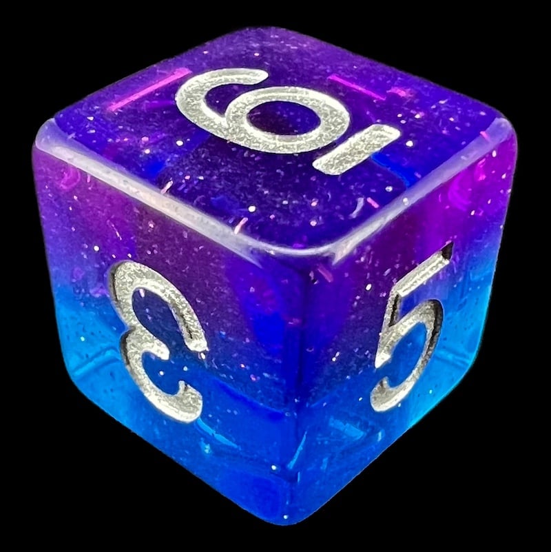 TDSO Layer Transparent Twilight Sky Glitter D6 Dice