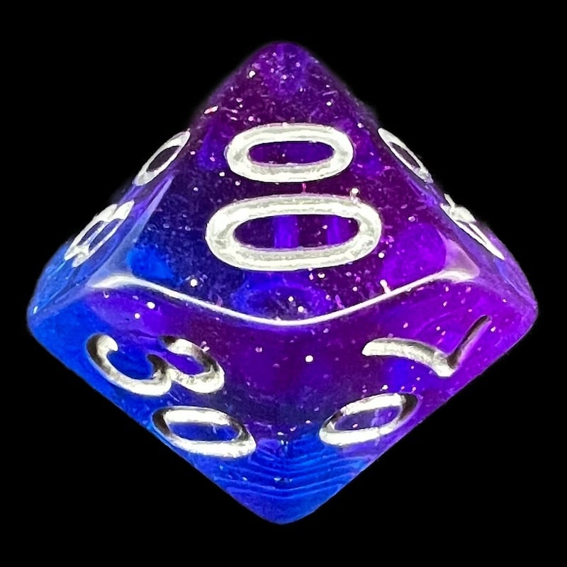 TDSO Layer Transparent Twilight Sky Glitter Percentile Dice