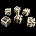TDSO Light Antique Bone Style 6 x D6 Spot Dice Set