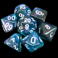 TDSO Light Reactive Black & Blue with White 7 Dice Polyset