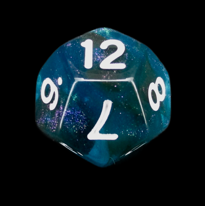 TDSO Light Reactive Black & Blue with White D12 Dice
