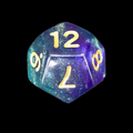 TDSO Light Reactive Blue & Green with Gold D12 Dice