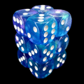 TDSO Light Reactive Blue & Purple with White 12 x D6 Dice Set