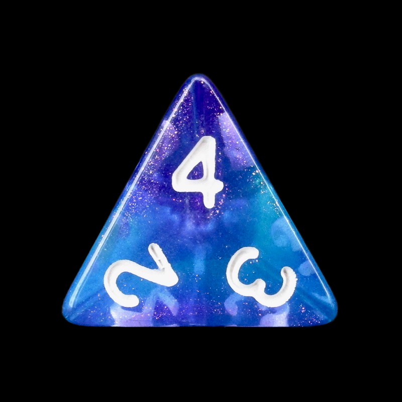 TDSO Light Reactive Blue & Purple with White D4 Dice