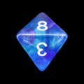 TDSO Light Reactive Blue & Purple with White D8 Dice