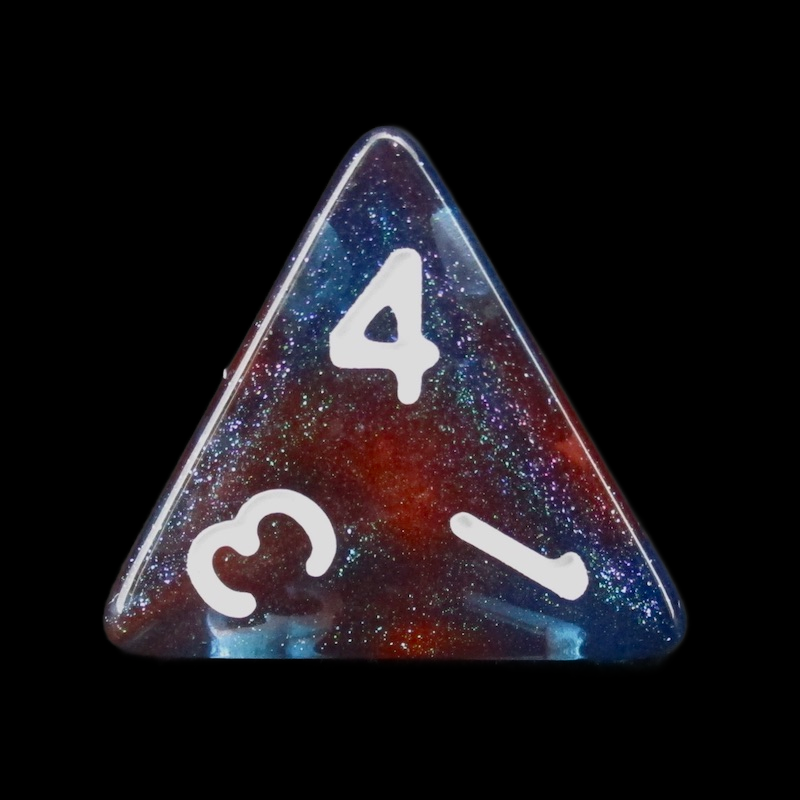 TDSO Light Reactive Blue & Red with White D4 Dice