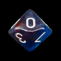 TDSO Light Reactive Blue & Red with White D10 Dice