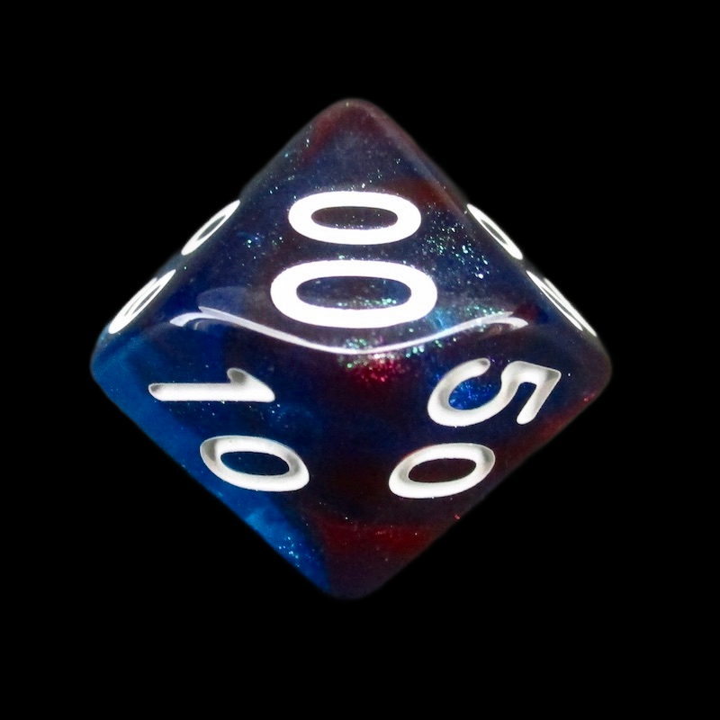 TDSO Light Reactive Blue & Red with White Percentile Dice