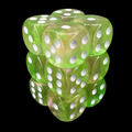 TDSO Light Reactive Green & Pink with White 12 x D6 Dice Set