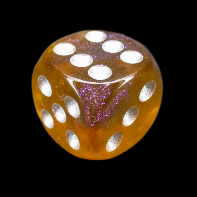TDSO Light Reactive Grey & Orange with Silver 16mm D6 Spot Dice