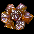 TDSO Light Reactive Grey & Orange with Silver 7 Dice Polyset