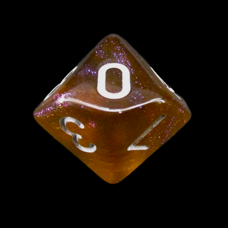 TDSO Light Reactive Grey & Orange with Silver D10 Dice