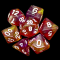 TDSO Light Reactive Orange & Purple with White 7 Dice Polyset