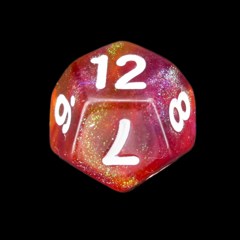 TDSO Light Reactive Orange & Purple with White D12 Dice